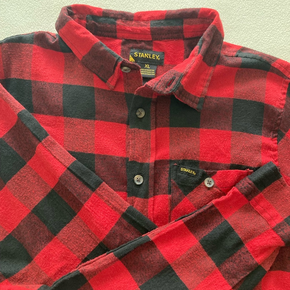 Stanley Workwear Flannel Shirt Men’s XL Buffalo Check Red Black. Button Up Plaid